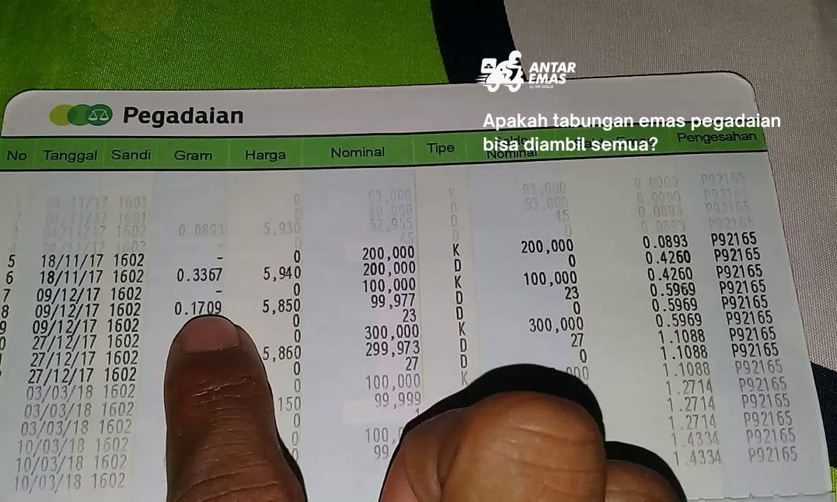 Apakah tabungan emas pegadaian bisa diambil semua?